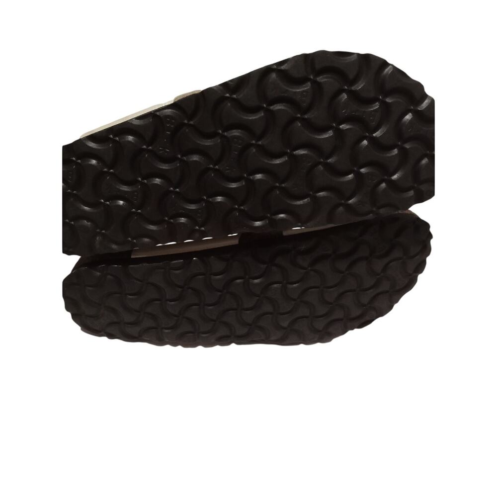 Birkenstock Made In Germany Pearl White Bronze Tone Logo Hardware Slides Size 37 - Picture 9 of 12